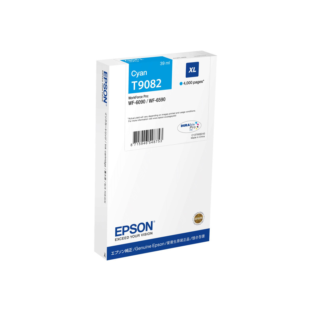 Produktbild för Epson T9082 - XL-storlek - cyan - original - bläckpatron