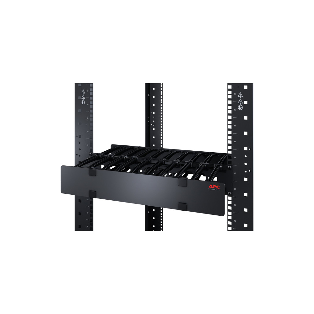 Produktbild för APC Horizontal Cable Manager Single-Sided with Cover - kabelhållarsats för rack - 1U - TAA-kompatibel