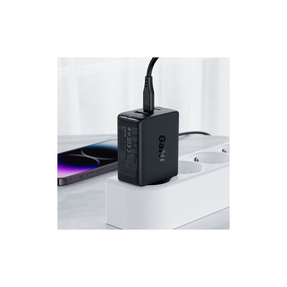 Produktbild för Acefast snabbladdare GaN (2xUSB-C / USB-A) PPS / PD / QC4+ 6...