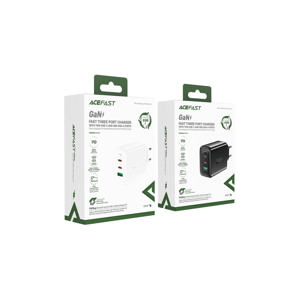Produktbild för Acefast snabbladdare GaN (2xUSB-C / USB-A) PPS / PD / QC4+ 6...
