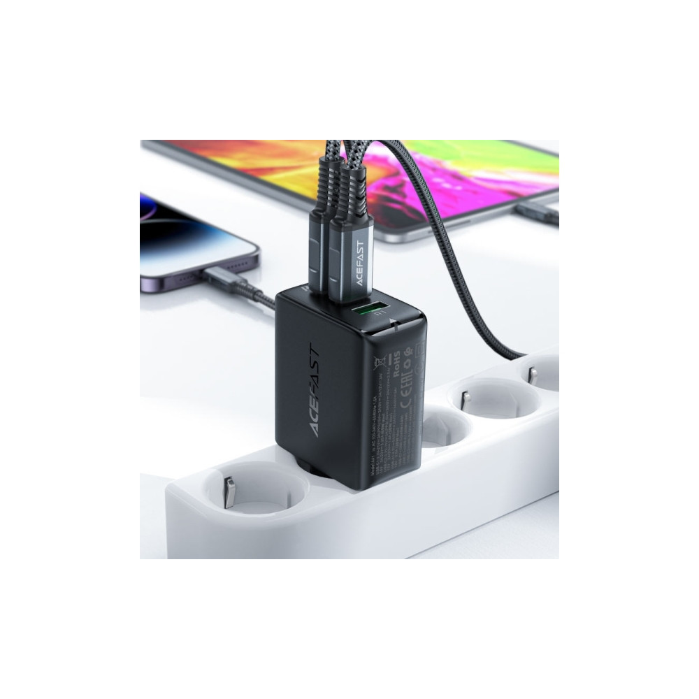 Produktbild för Acefast snabbladdare GaN (2xUSB-C / USB-A) PPS / PD / QC4+ 6...
