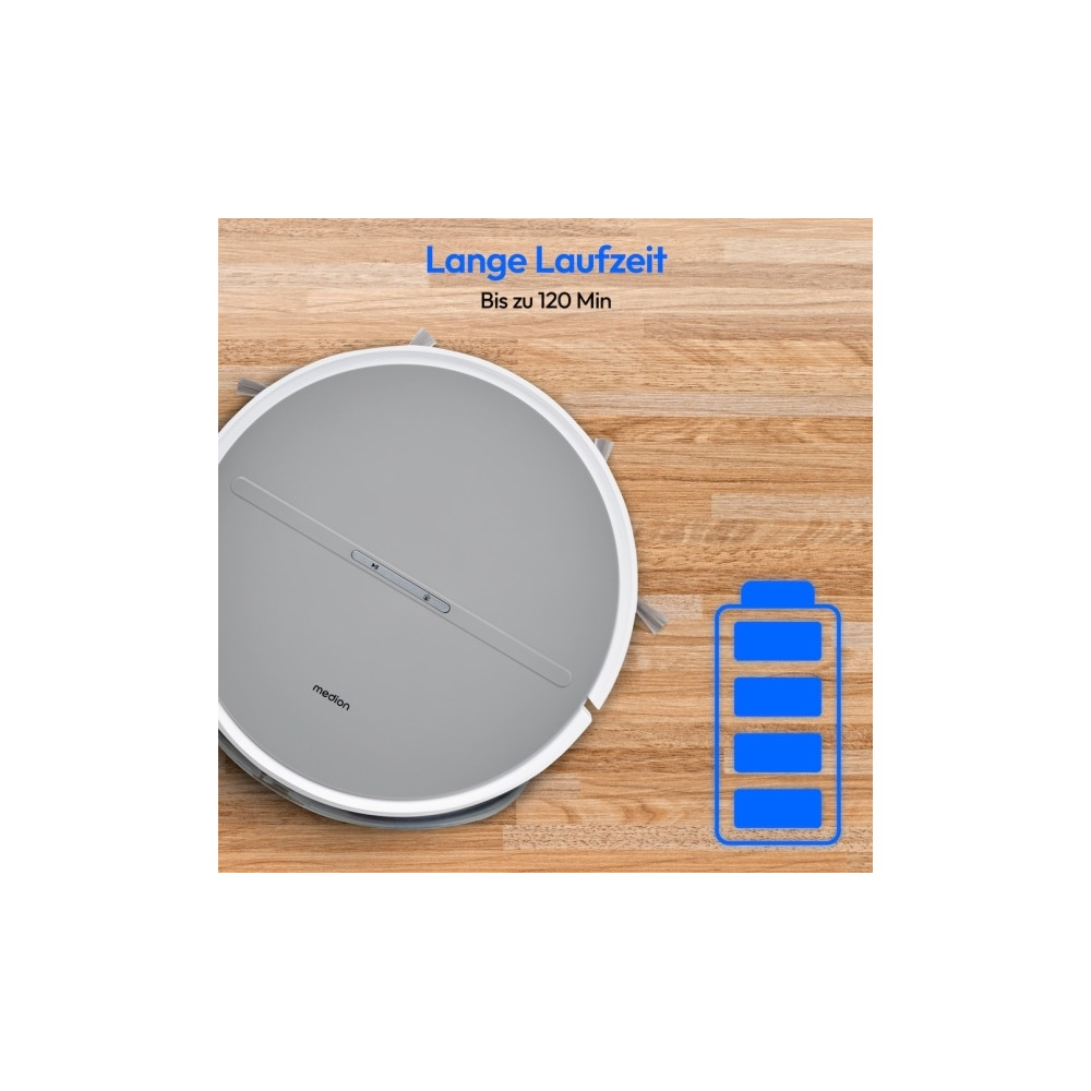 Produktbild för Medion MD18035 E35 SW (vit/grå, robotdammsugare med mopppfun...