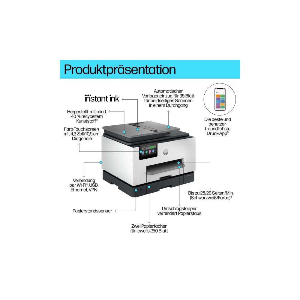 Produktbild för HP Officejet Pro 9135e All-in-One - multifunktionsskrivare - färg