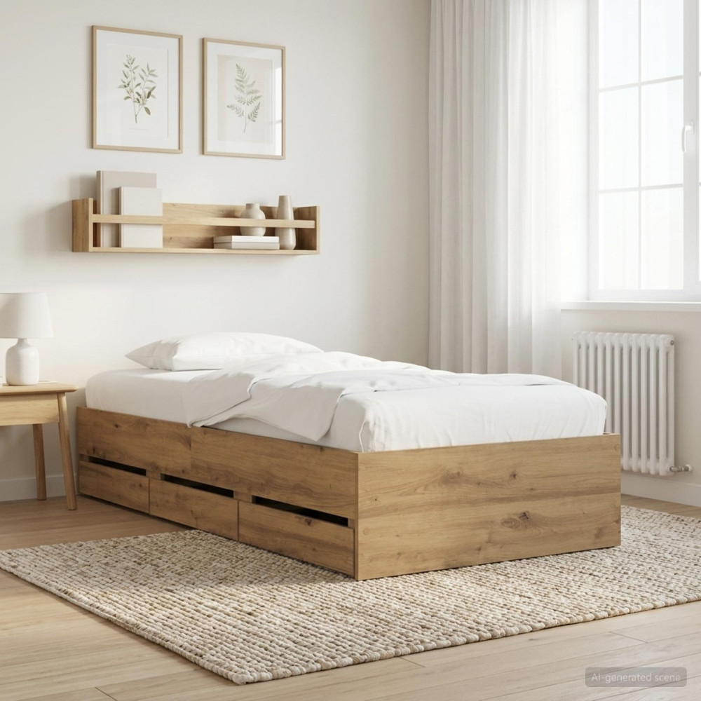 Produktbild för Sängram med förvaring Artisan-ek 80 x 200 cm Konstruerat trä