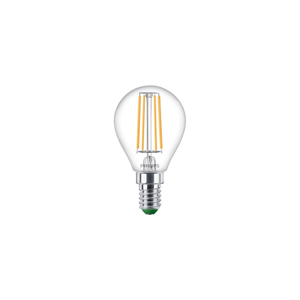 Produktbild för Philips Ultra-Efficient - LED-glödlampa med filament - form: P45 - klar finish - E14 - 1.2 W - varmt vitt ljus - 2700 K