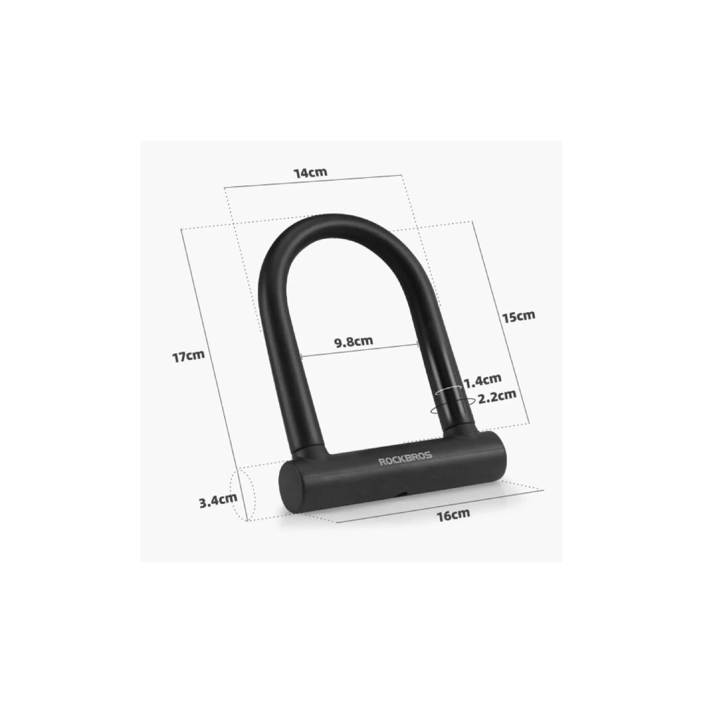 Produktbild för RockBros U-Lock förstärkt cykellås
