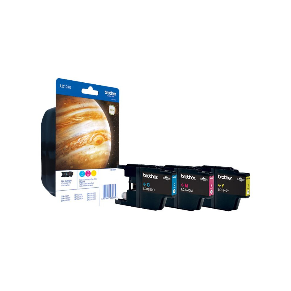 Produktbild för Brother LC1240 - 3-pack - gul, cyan, magenta - original - bläckpatron