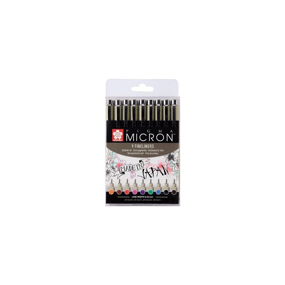 Produktbild för Sakura Pigma Micron 05 finelinerset 9-pack/ Pigma Micron 05 Wallet 9 /