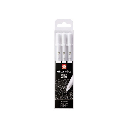 Sakura Sakura Gelly Roll Basic vit penna, fin 0,3 mm, set om 3 / Gelly Roll Basic White Pen Fine 03 mm Set 3