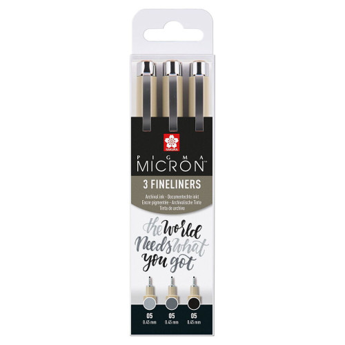 Sakura Sakura Pigma Micron 05 fineliner set 3 pens black & gray