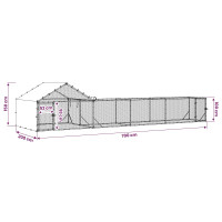 Produktbild för Kylling Coop med tak och gård 2 st Silver 7 x 2 x 1,5 m