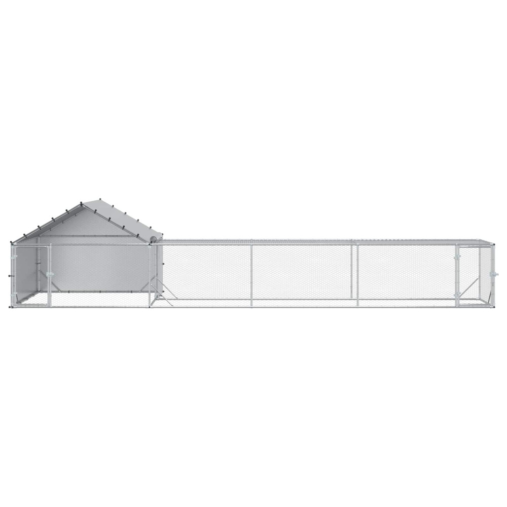 Produktbild för Kylling Coop med tak och gård 2 st Silver 7 x 2 x 1,5 m