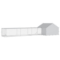 Produktbild för Kylling Coop med tak och gård 2 st Silver 7 x 2 x 1,5 m