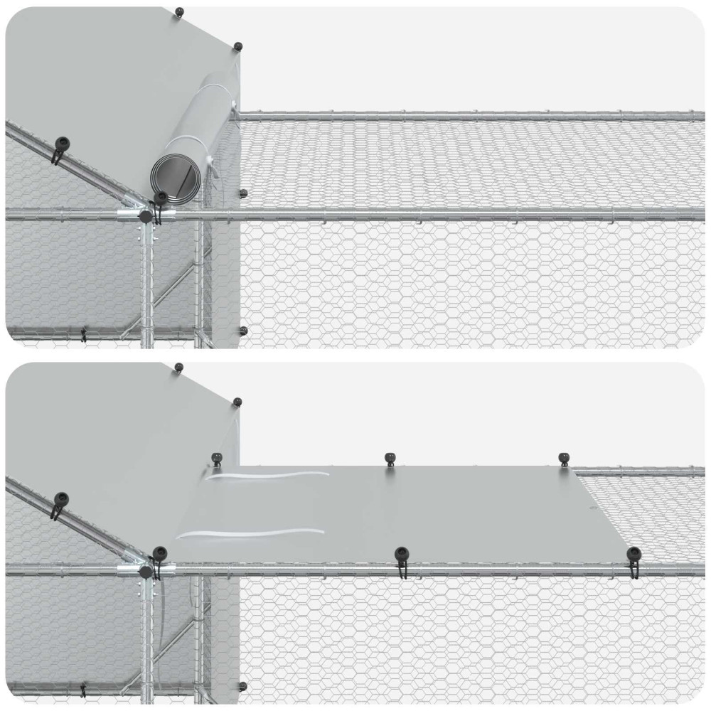 Produktbild för Kylling Coop med tak och gård 2 st Silver 7 x 2 x 1,5 m