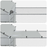 Produktbild för Kylling Coop med tak och gård 2 st Silver 7 x 2 x 1,5 m