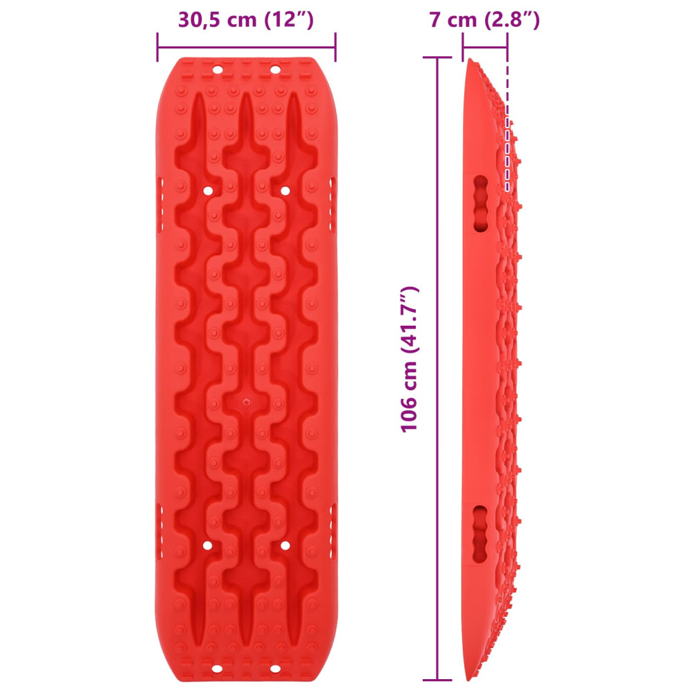 Produktbild för Traktionsplatta 2 pcs Röd 106 x 30,5 x 7 cm Förstärkt nylon