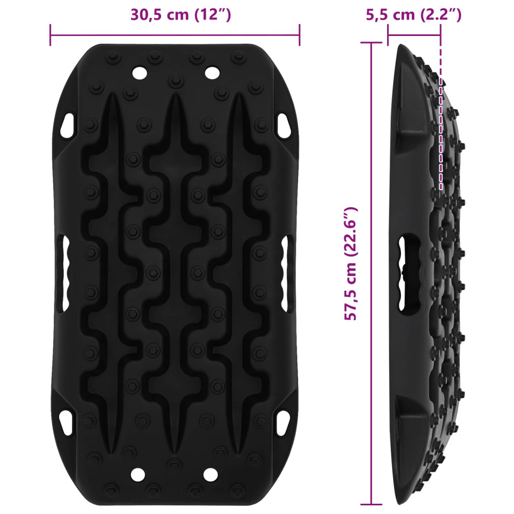 Produktbild för Traktionsplatta 2 pcs Svart 57,5x30,5x5,5 cm Förstärkt nylon