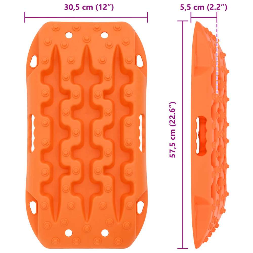 Produktbild för Traktionsplatta 2 pcs Orange 57,5x30,5x5,5 cm Förstärkt nylon