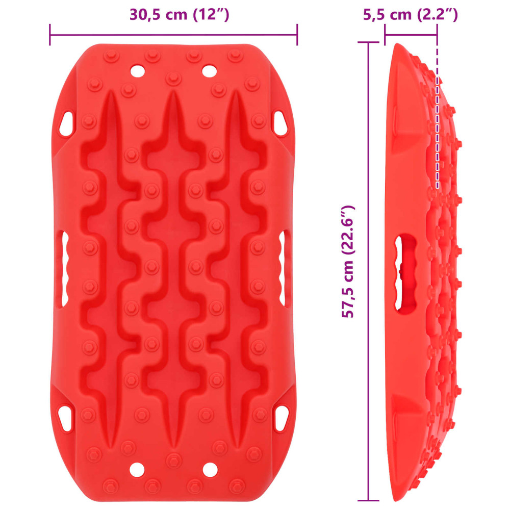 Produktbild för Traktionsplatta 2 pcs Röd 57,5 x 30,5 x 5,5 cm Förstärkt nylon