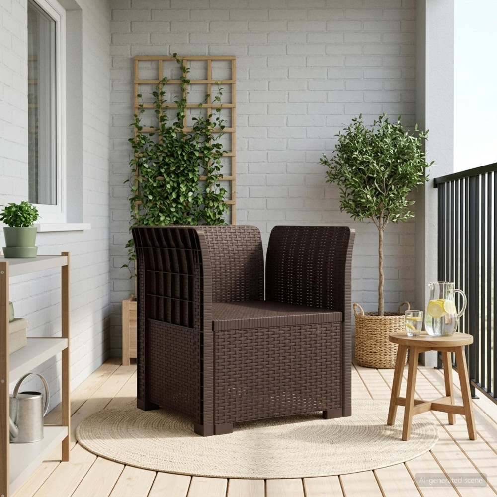 Produktbild för 1-sits fåtölj i rottlook PP Brun