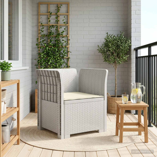 vidaXL 1-sits fåtölj med kudde i rottlook PP Vit