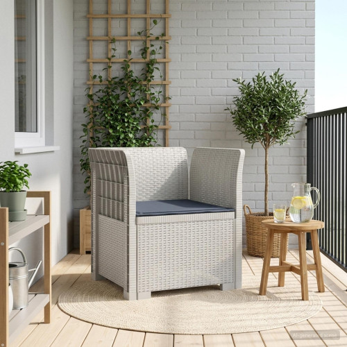 vidaXL 1-sits fåtölj med kudde i rottlook PP Vit