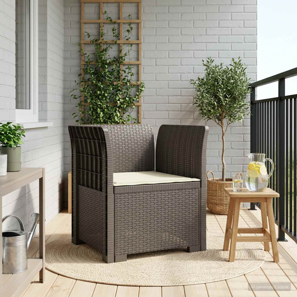 Produktbild för 1-sits fåtölj med kudde i rottlook PP Ljusgrå