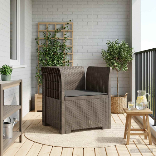 vidaXL 1-sits fåtölj med kudde i rottlook PP Ljusgrå