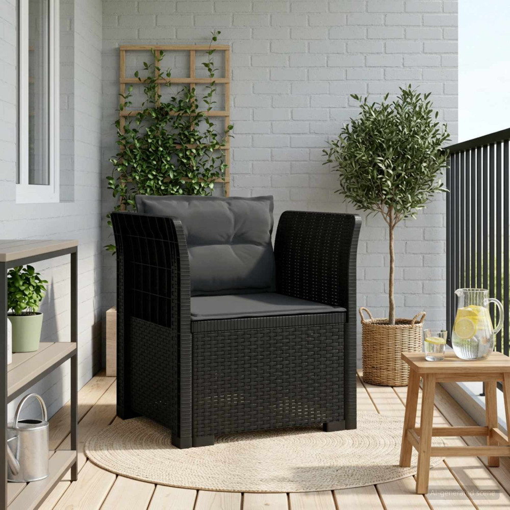 Produktbild för 1-sits fåtölj med kuddar i rottlook PP Antracit