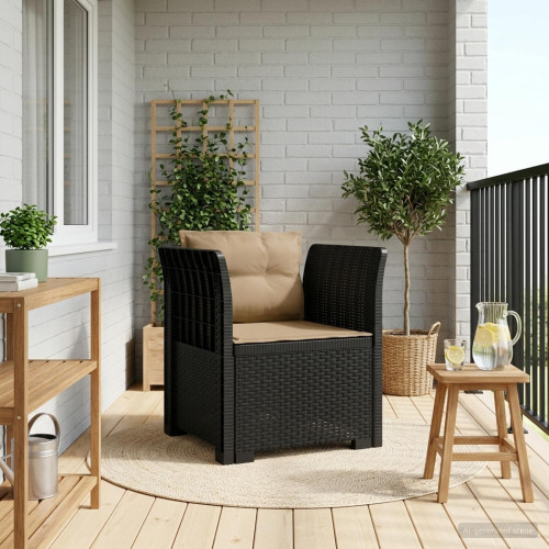vidaXL 1-sits fåtölj med kuddar i rottlook PP Antracit