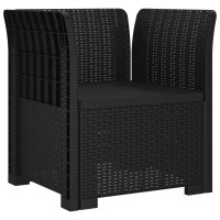Produktbild för 1-sits fåtölj med kuddar i rottlook PP Antracit