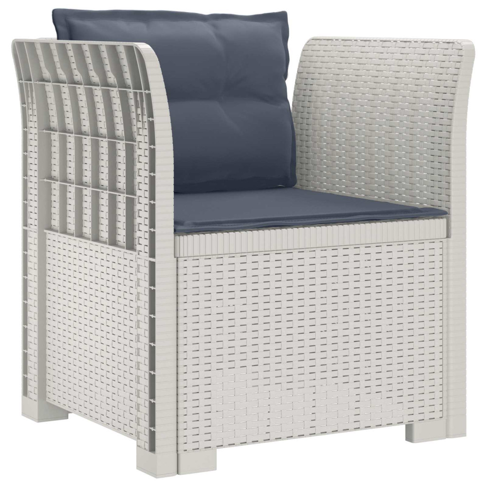 Produktbild för 1-sits fåtölj med kuddar i rottlook PP Vit