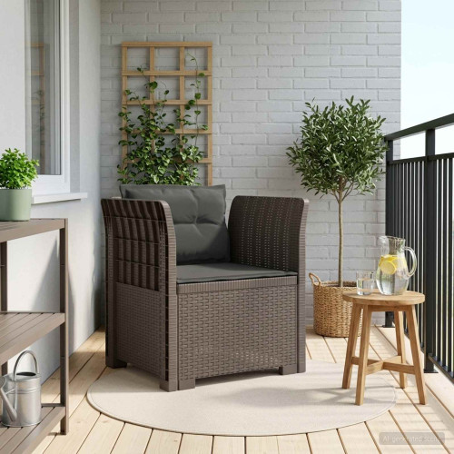 vidaXL 1-sits fåtölj med kuddar i rottlook PP Ljusgrå