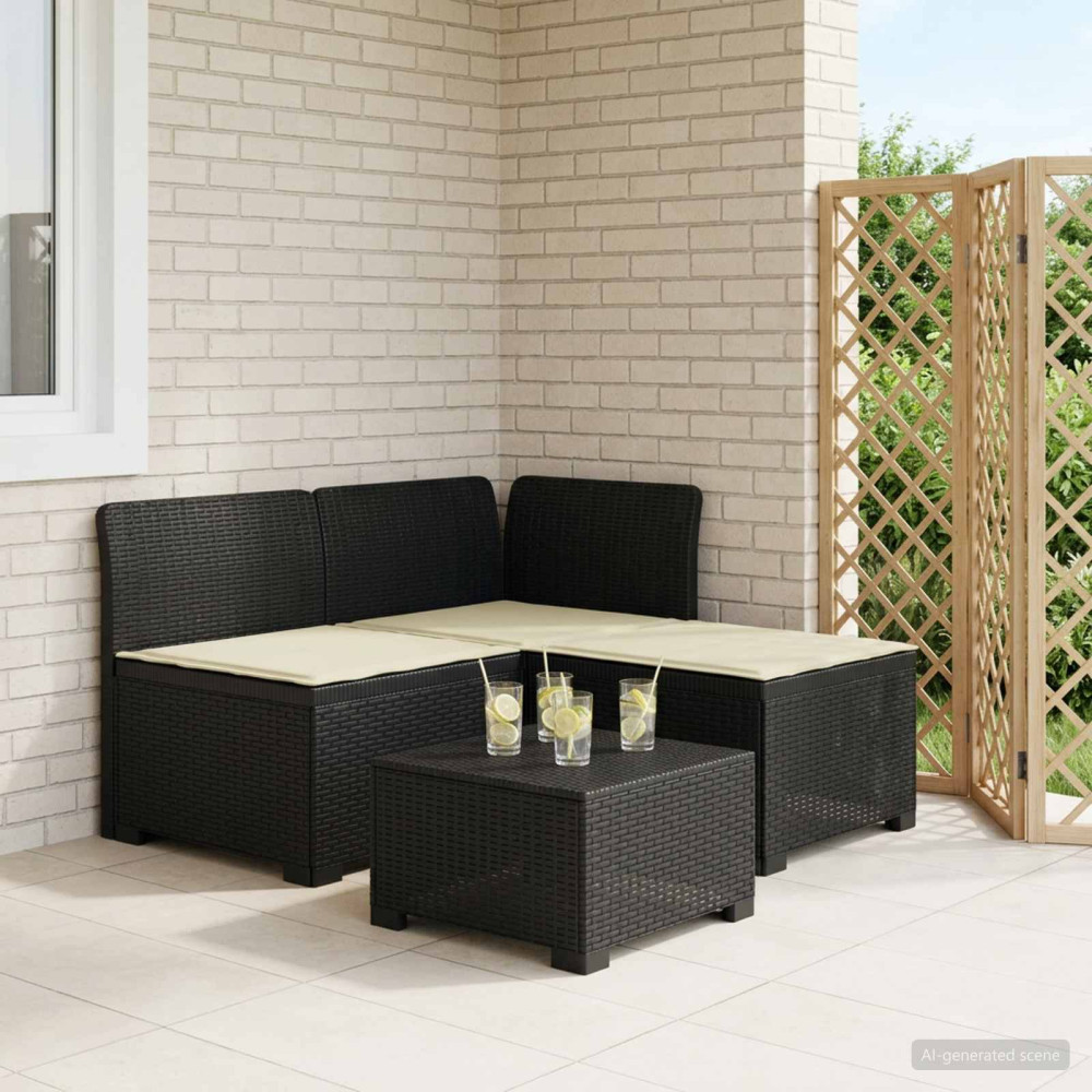 Produktbild för 3-sits trädgårdsoffa med kuddar Rattan-look PP Antracit