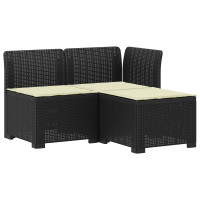 Produktbild för 3-sits trädgårdsoffa med kuddar Rattan-look PP Antracit