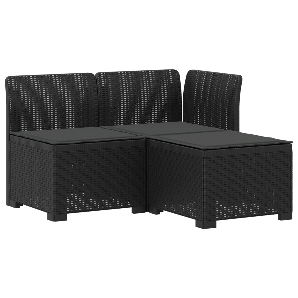 Produktbild för 3-sits trädgårdsoffa med kuddar Rattan-look PP Antracit
