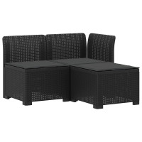 Produktbild för 3-sits trädgårdsoffa med kuddar Rattan-look PP Antracit