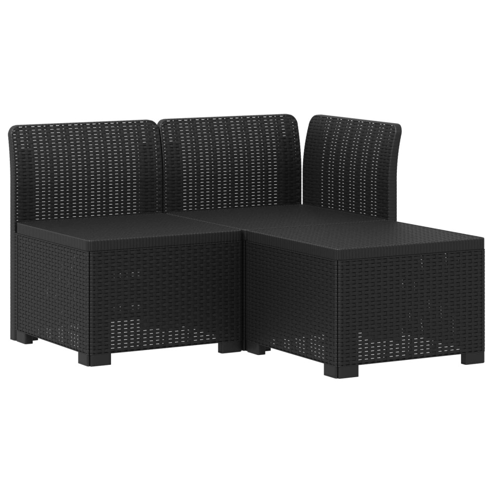 Produktbild för 3-sits trädgårdsoffa med kuddar Rattan-look PP Antracit