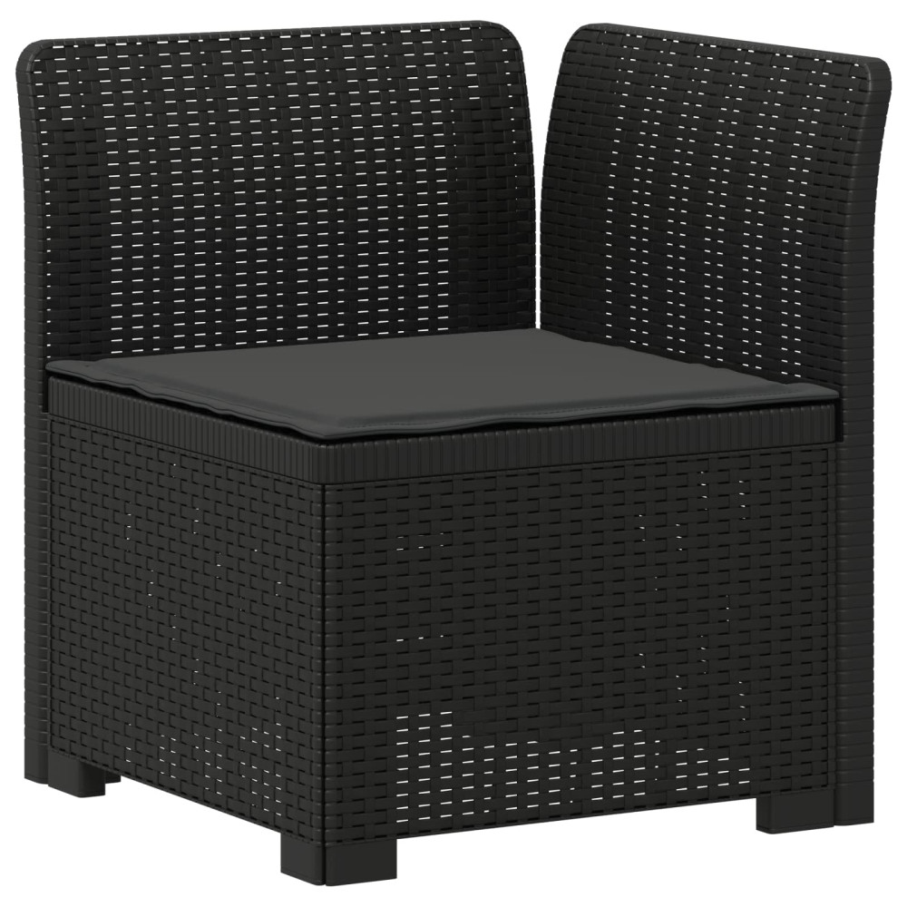 Produktbild för 3-sits trädgårdsoffa med kuddar Rattan-look PP Antracit