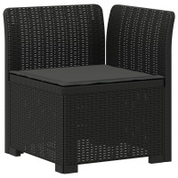 Produktbild för 3-sits trädgårdsoffa med kuddar Rattan-look PP Antracit
