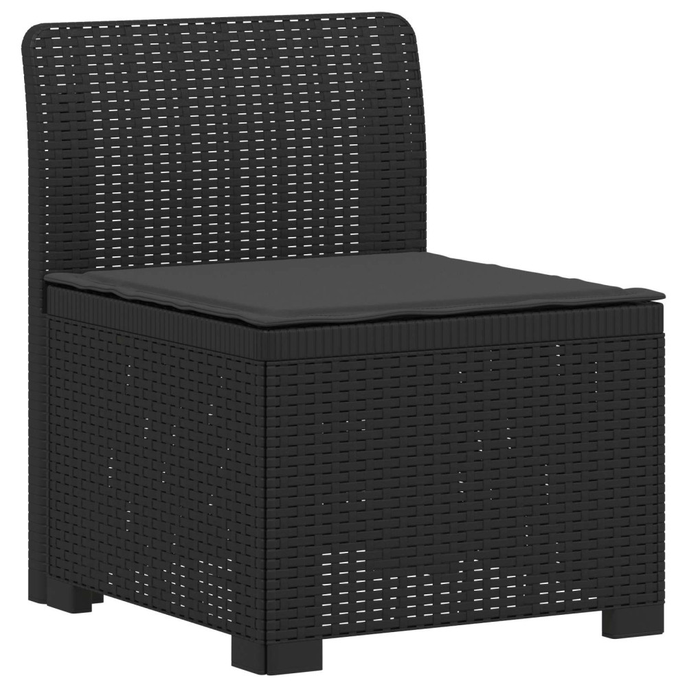 Produktbild för 3-sits trädgårdsoffa med kuddar Rattan-look PP Antracit