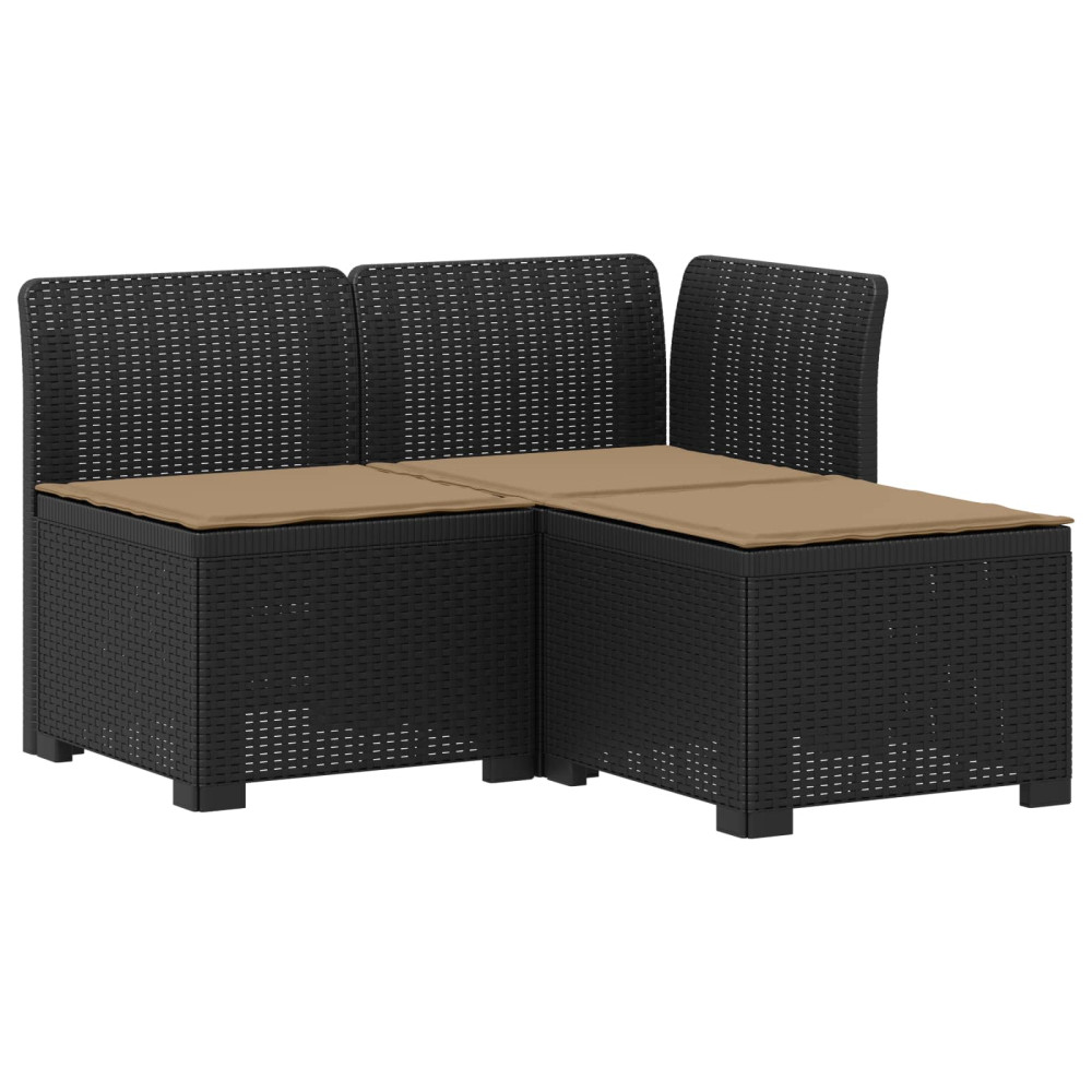 Produktbild för 3-sits trädgårdsoffa med kuddar Rattan-look PP Antracit