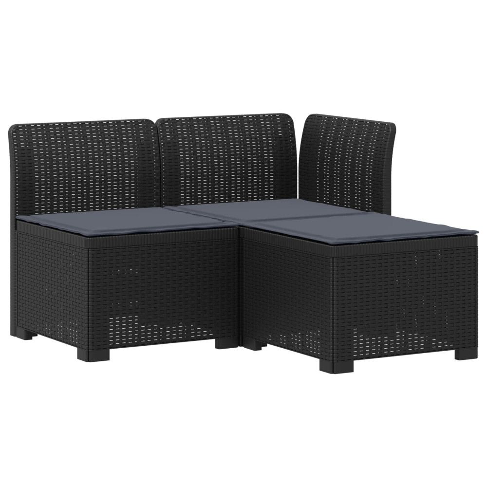 Produktbild för 3-sits trädgårdsoffa med kuddar Rattan-look PP Antracit