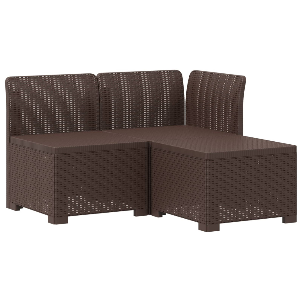Produktbild för 3-sits trädgårdsoffa med kuddar Rattan-look PP Brun