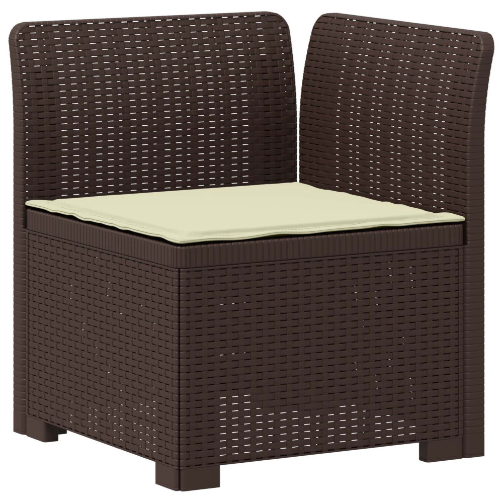 Produktbild för 3-sits trädgårdsoffa med kuddar Rattan-look PP Brun