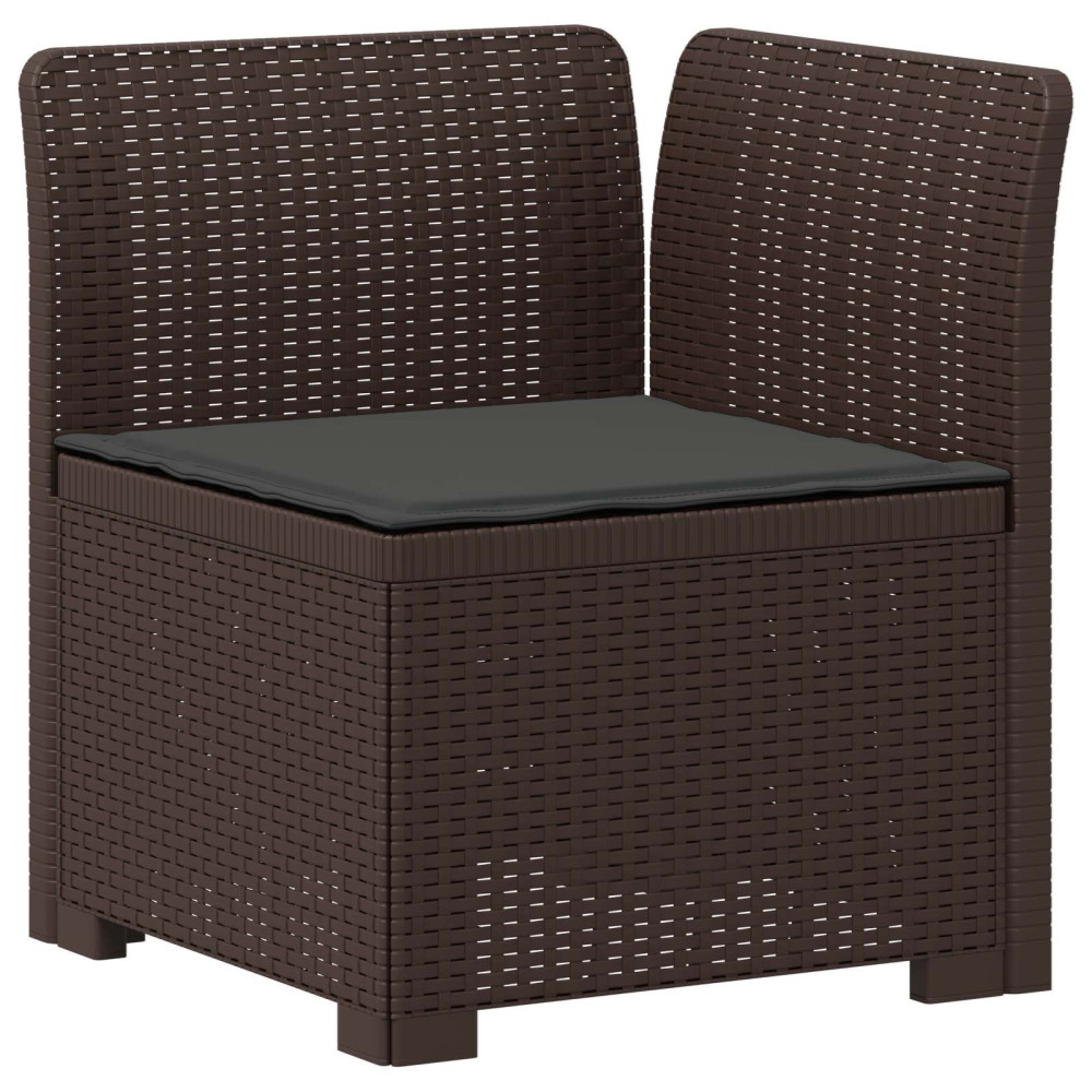 Produktbild för 3-sits trädgårdsoffa med kuddar Rattan-look PP Brun