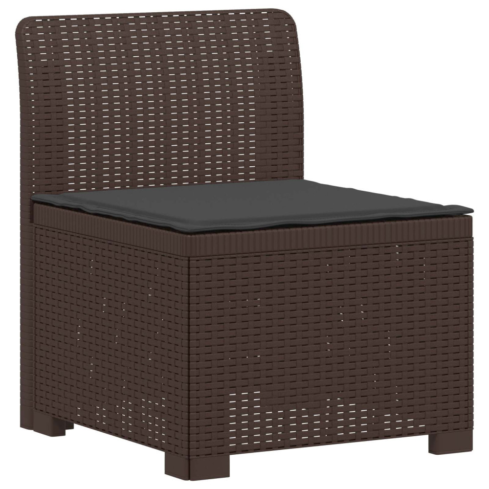 Produktbild för 3-sits trädgårdsoffa med kuddar Rattan-look PP Brun