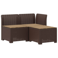 Produktbild för 3-sits trädgårdsoffa med kuddar Rattan-look PP Brun
