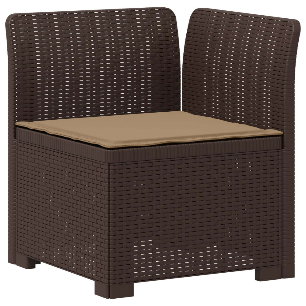 Produktbild för 3-sits trädgårdsoffa med kuddar Rattan-look PP Brun