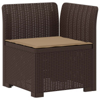 Produktbild för 3-sits trädgårdsoffa med kuddar Rattan-look PP Brun